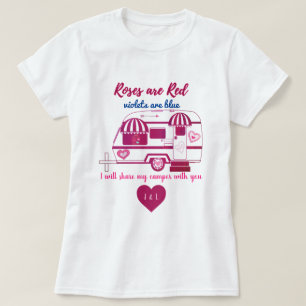 Camiseta Rosas de Trailer de Camper são Namorados Vermelho