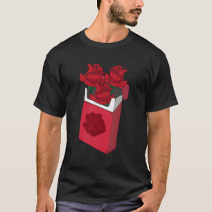 Camiseta Rosas De Vaporwave Em Rosas vermelhas De Cigarros 