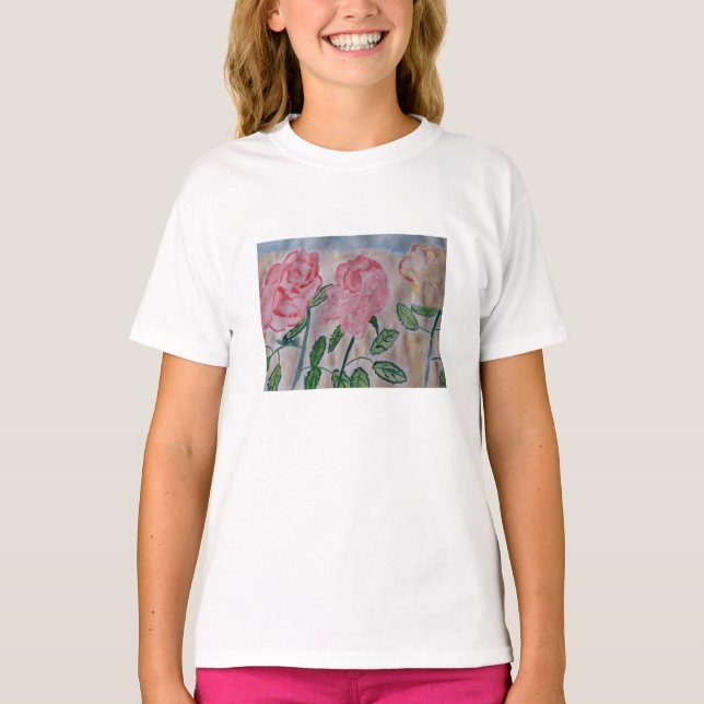 Camiseta Rosas de Verão abstrato (Frente)