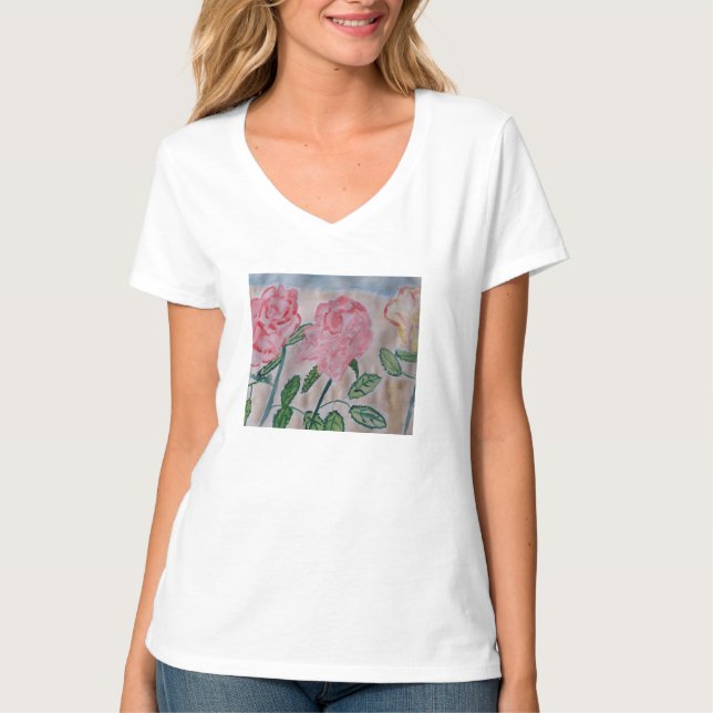 Camiseta Rosas de Verão abstrato (Frente)