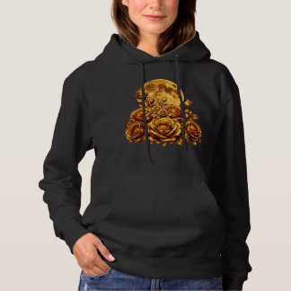 Camiseta Rosas Douradas e Desenho Gráfico Floral Celestial