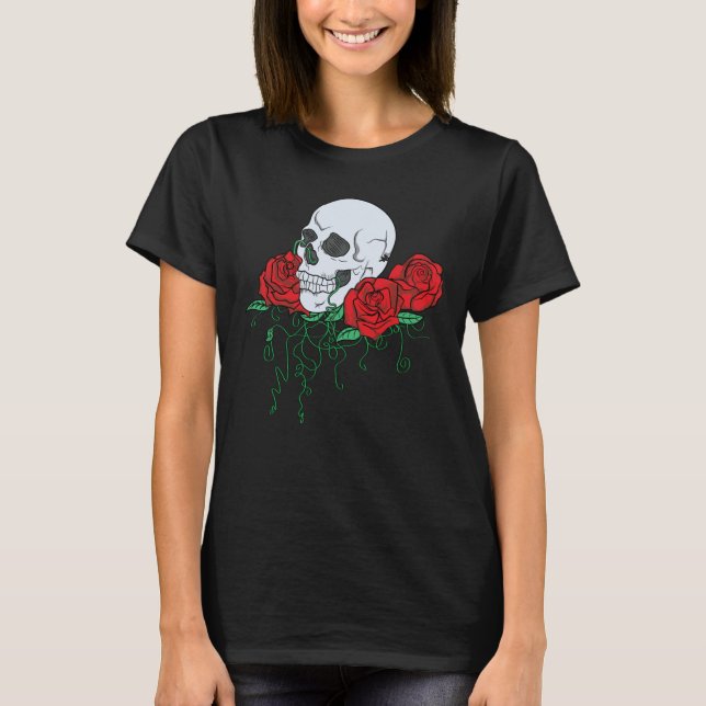 Camiseta Rosas e crânio (Frente)