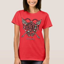 Camiseta Rosas e setas de amor minimalistas