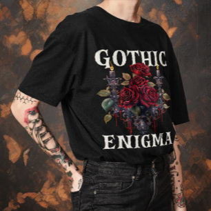 Camiseta Rosas Góticos "Enigma Gótico" do Halloween Unisex