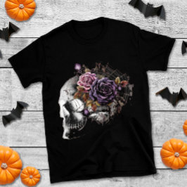 Camiseta Rosas góticos simples e festa de Halloween do crân
