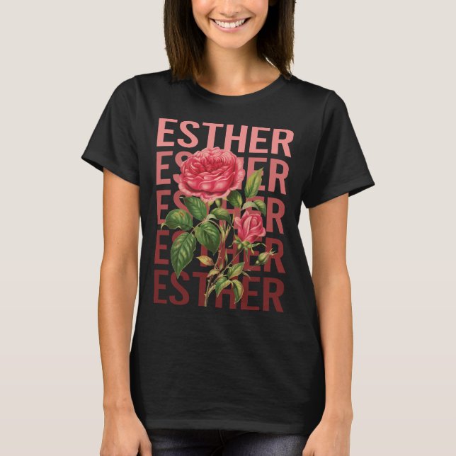 Camiseta Rosas Lindas - Nome Esther (Frente)