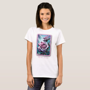 Camiseta Rosas radiantes: Pétalas Perfeitamente Rosa e Púrp