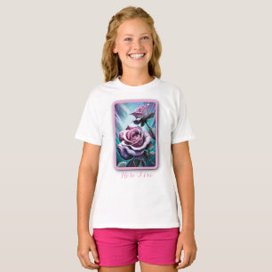 Camiseta Rosas radiantes: Pétalas Perfeitamente Rosa e Púrp