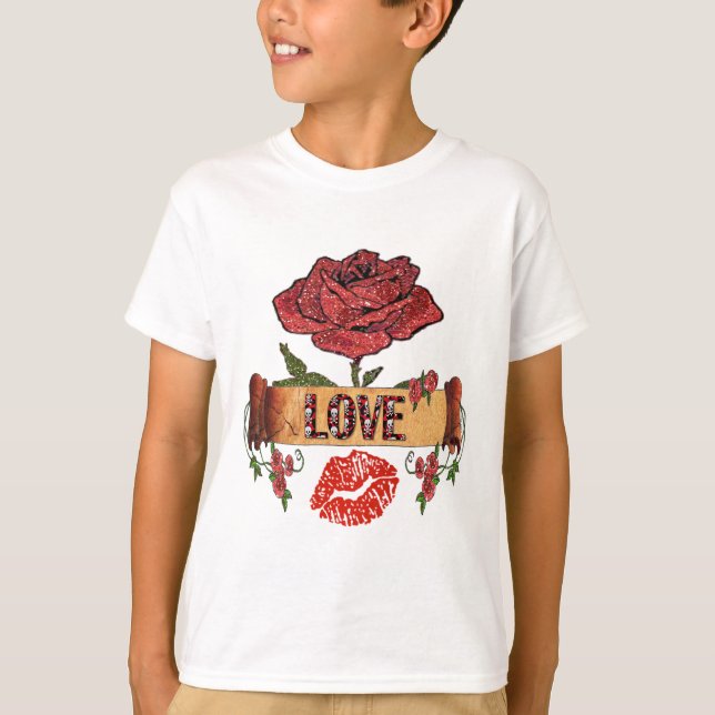 Camiseta Rosas Rockabilly RAB, Amor & Batom (Frente)