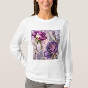 Camiseta Rosas Roxas Pintadas