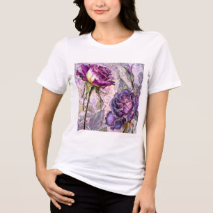 Camiseta Rosas Roxas Pintadas