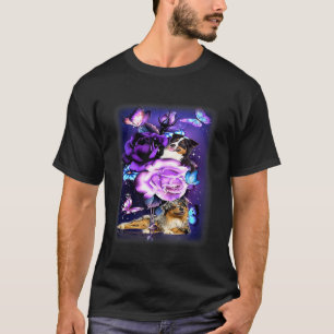 Camiseta Rosas Roxos Magnéticos Australianos Flor Bu
