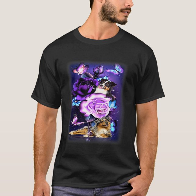 Camiseta Rosas Roxos Magnéticos Australianos Flor Bu (Frente)