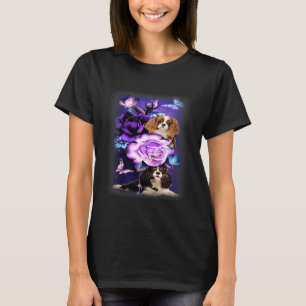 Camiseta Rosas Roxos Magos Cavalier King Charles Spaniel