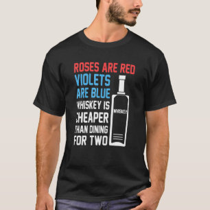 Camiseta Rosas São Design De Bebendo De Whiskey Vermelho Pa