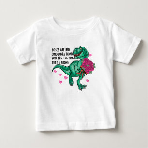Camiseta Rosas São Dia de os namorados De Dinossauro Engraç