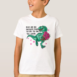 Camiseta Rosas São Dia de os namorados De Dinossauro Engraç