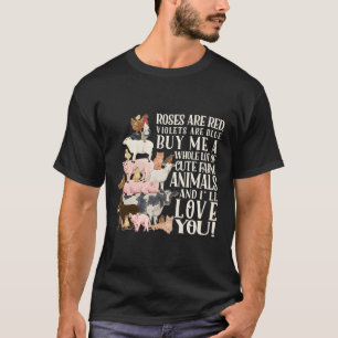 Camiseta Rosas São O Amor Vermelho Dos Animais De Fazenda A