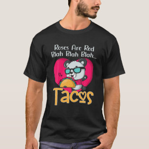 Camiseta Rosas São Tacos Vermelhos Tacos Cute Panda Valent