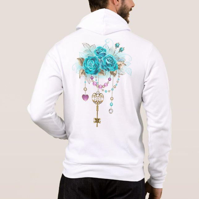 Camiseta Rosas Turquesas com Chaves (Verso)