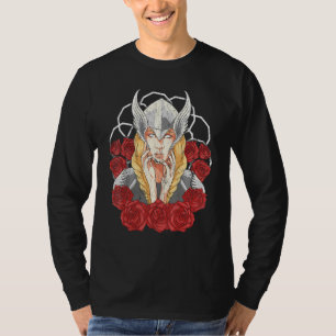 Camiseta Rosas Valkyrie Mitologia Nórdica Desenho Estilo Vi