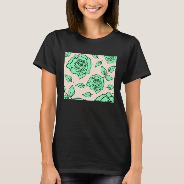 Camiseta Rosas Verdes Flores Modernas e Florais Aestesia P (Frente)