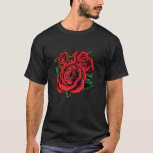 Camiseta Rosas vermelhas de jardinagem de flores de Rosas v