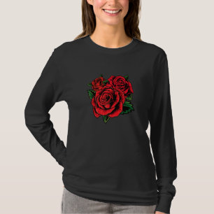 Camiseta Rosas vermelhas de jardinagem de flores de Rosas v
