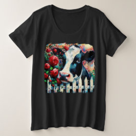 Camiseta Rosas vermelhas de vedação de galinha Holstein