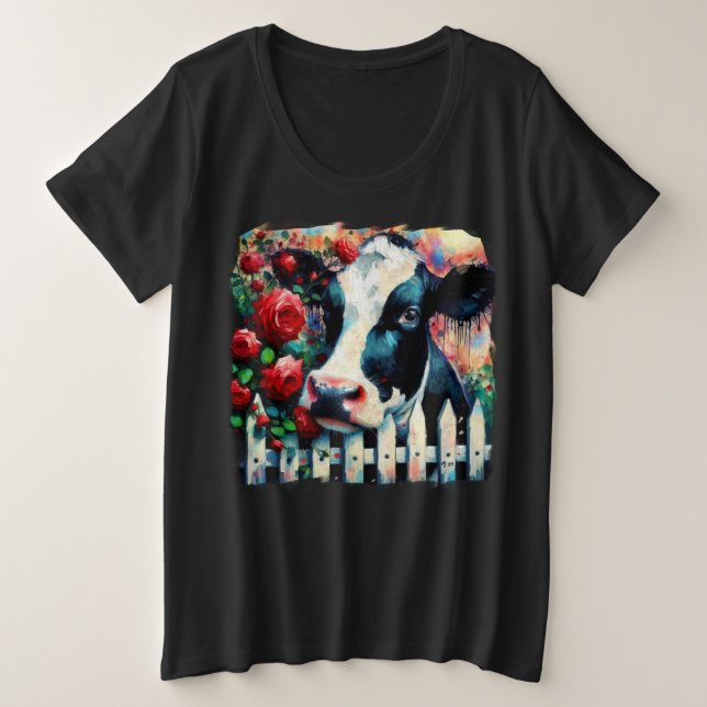 Camiseta Rosas vermelhas de vedação de galinha Holstein (Frente do Design)