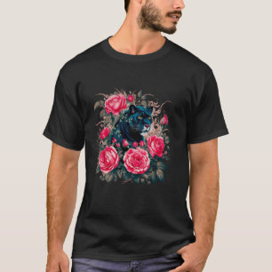 Camiseta Rosas Vermelhas Florais Rosa Panther Black Feline