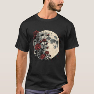 Camiseta Rosas Vermelhas Lua Flores Floral Botânico Jardine