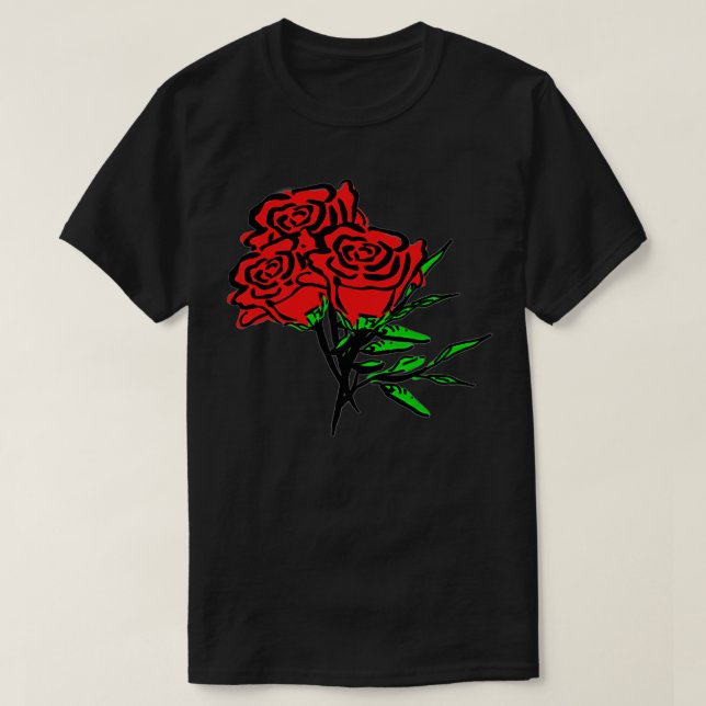 Camiseta Rosas vermelhas para Homens Mulheres e Jovens (Frente do Design)