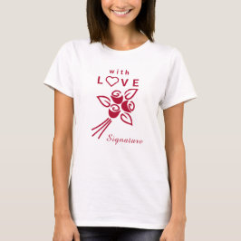 Camiseta Rosas vermelhas personalizadas "Com L ❤️ VE"