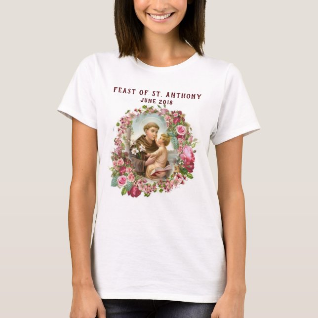 Camiseta Rosas vermelhos e cor-de-rosa de St Anthony (Frente)