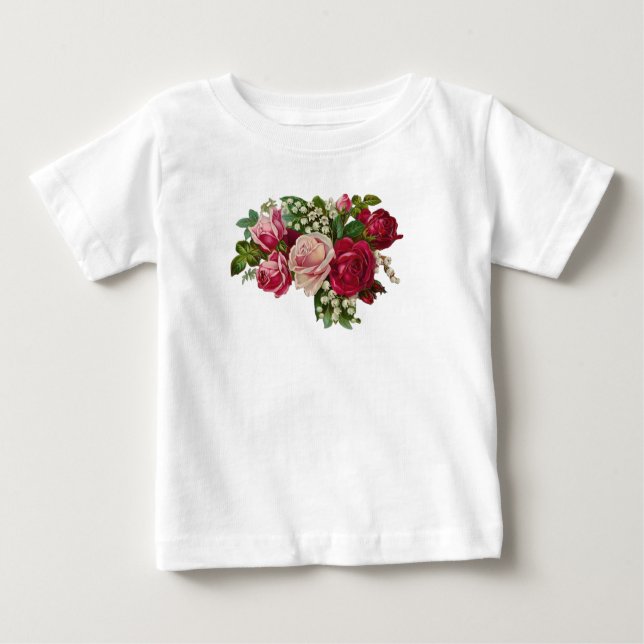 Camiseta Rosas vitorianas clássicas Lily do Vale Romance (Frente)