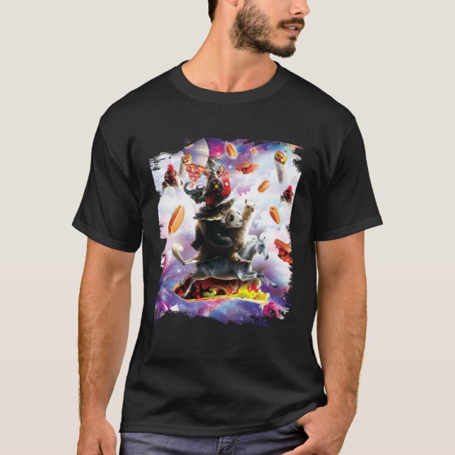 Camiseta Rosca de Bacon com Cachorro-Quente Gato & Pizza Ta (Frente)
