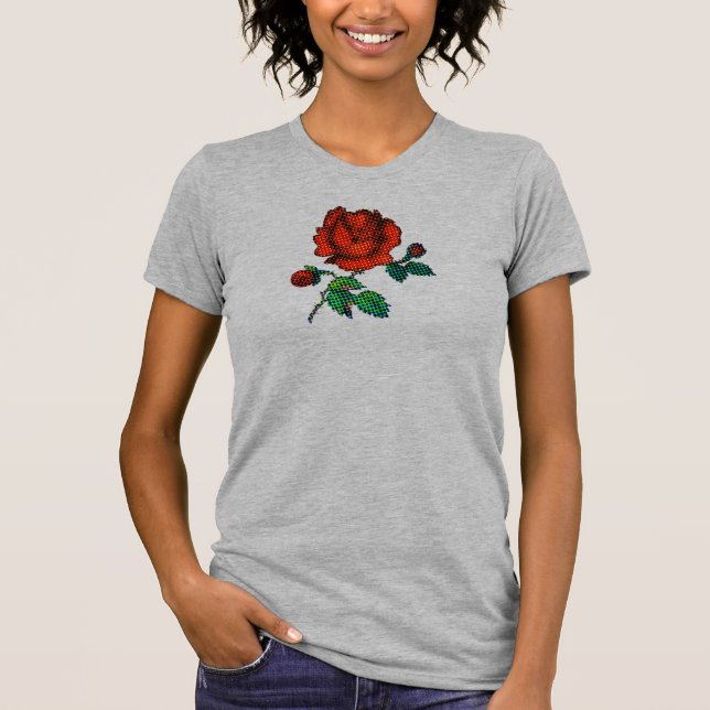 Camiseta Rose Bloom Halftone Fine Art (Frente)
