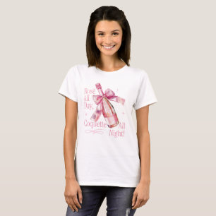 Camiseta Rosé o Dia Inteiro Noite de Coquete Champagne