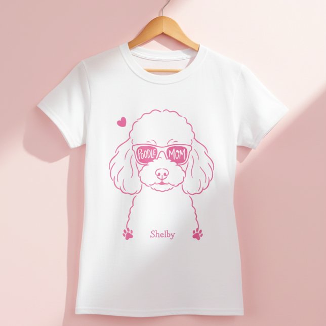 Camiseta Rose Pink Poodle Tee | Personalized Dog Mom Gift (Criador carregado)
