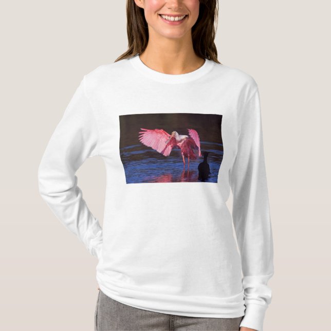 Camiseta Roseate Spoonbill (Ajaia ajaja) com Cormorant (Frente)