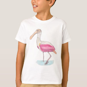 Camiseta Roseate Spoonbill aves espécie aquarela