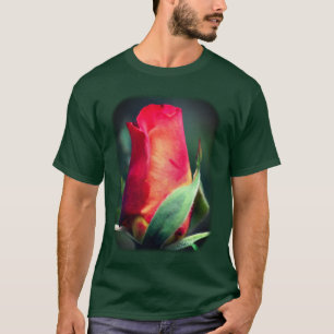 Camiseta Rosebud Amarelo Vermelho Natureza Floral
