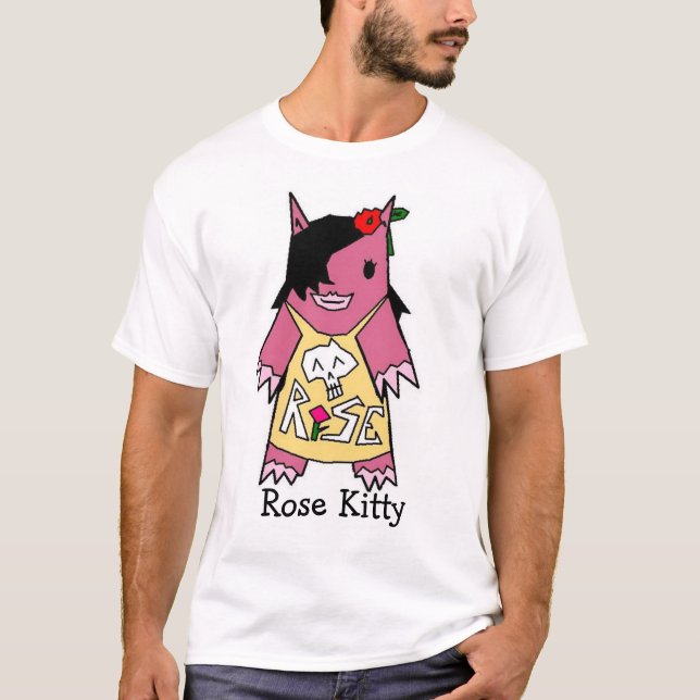Camiseta RoseKitty, gatinho cor-de-rosa (Frente)