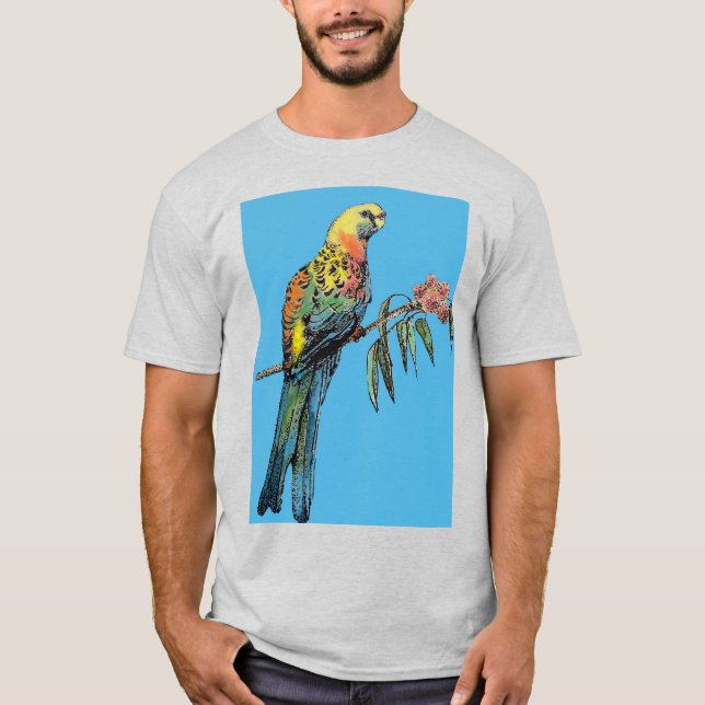 Camiseta Rosella Parrot bird Art Watercolor Mens T Shirt (Frente)