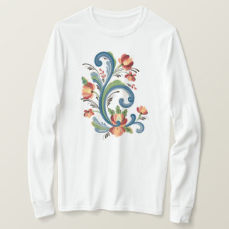 Camiseta Rosemaling in Blue and Red T Shirt