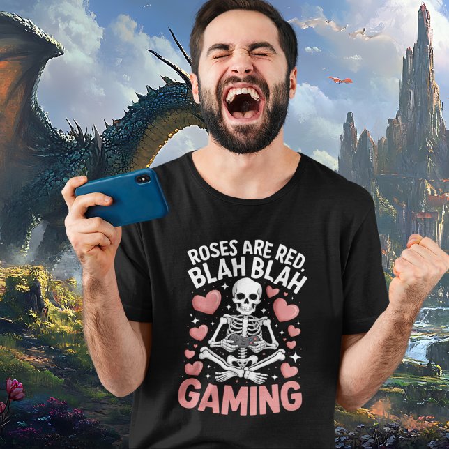 Camiseta Roses Are Red Blah Gaming Anti Valentines Day (Criador carregado)