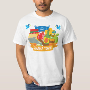 Camiseta 🍯 🍎 🐟 Rosh Hashanah com texto personaliza