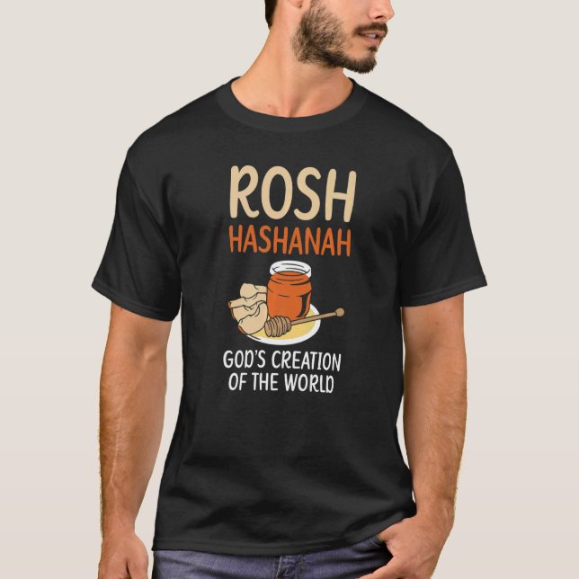 Camiseta Rosh Hashanah Deus cria o mundo judeu N (Frente)