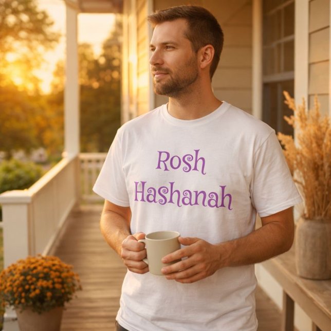 Camiseta Rosh Hashanah Purple e White (Criador carregado)